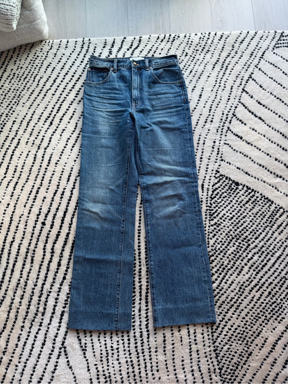 Madewell Alexa Chung Mid-Blue High-Rise Boot Leg Jeans